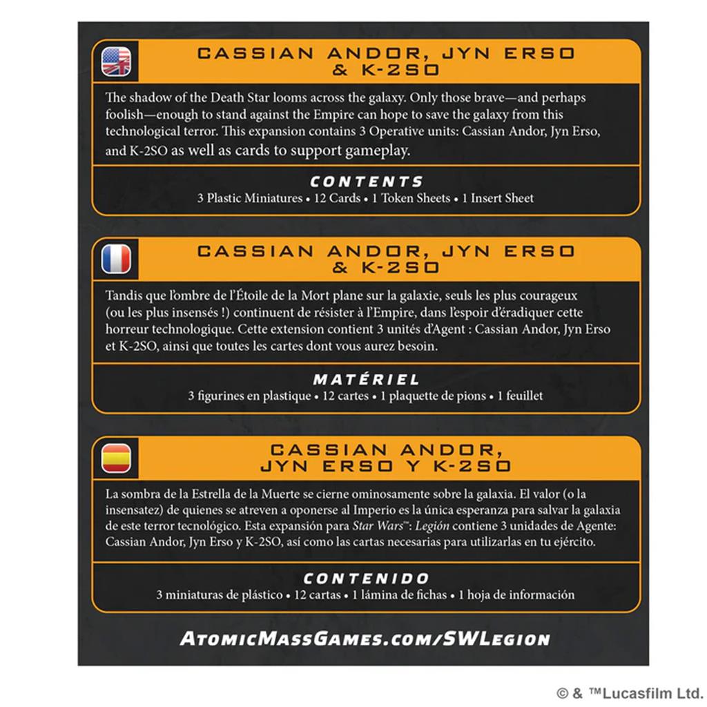 Star Wars Legion Cassian Andor, Jyn Erso & K-2SO